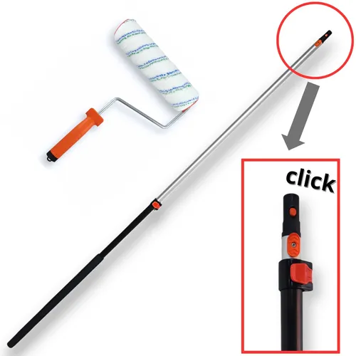 Maler Set 3tlg mit Teleskopstiel - Malerpinsel & -rollen: Effizientes Malen mit einer 25cm Mikrofaserwalze und einem flexiblen Teleskopstiel bis 1,8m für müheloses Arbeiten.