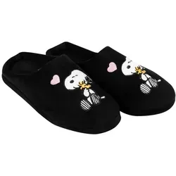 The Peanuts Snoopy Hausschuhe für Damen Puschen Slipper Pantoffeln Schwarz 37-38 - Schwarz - 37,5