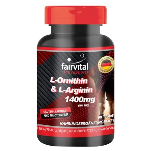 Fairvital | L-Ornithin & L-Arginin 1400mg - 90 Tabletten - HOCHDOSIERT - VEGAN - Aminosäuren
