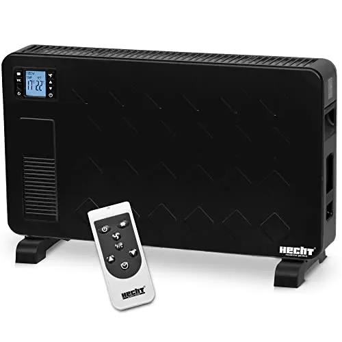 HECHT Elektroheizung - Schnelle und stromsparende Wärme mit Fernbedienung - Elektroheizkörper mit 3 Leistungsstufen und großem LCD-Display für individuelle Wohlfühltemperatur von 5 °C bis 37 °C, plus Überhitzungsschutz für hohe Sicherheit.