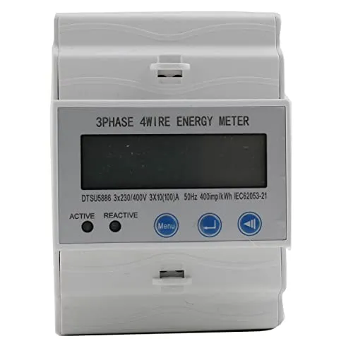 L-home Digitaler Stromzähler LCD Drehstromzähler 3-Phasen-4-Leiter Elektrizitätszähler 3x 230/400V 100A für DIN Hutschiene Wechselstromzähler