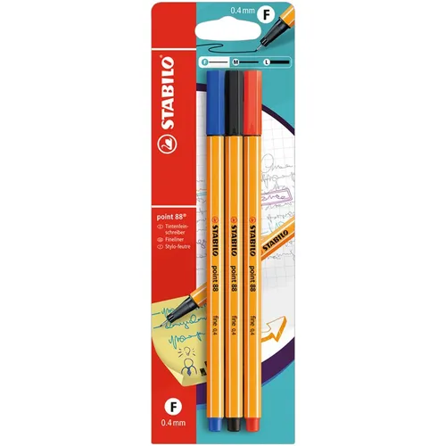 STABILO point 88 Fineliner - 3er Pack in rot, blau, schwarz