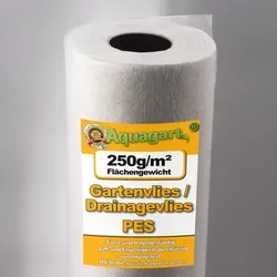 Aquagart Unkrautvlies 40m2 - Effektiver Schutz gegen Unkraut - Pflanzenzubehör für Garten und Teich, 250g/m² Geotextilvlies, ideal für Unkrautbekämpfung und Bodenschutz, 40 m² Fläche.