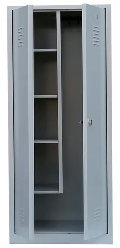 Steelboxx Mehrzweckschrank - 2 Abteile, komplett verschweißt und montiert - Hochschrank für vielseitige Nutzung, ideal zur Aufbewahrung von Putzutensilien und Geräten. Robuste Stahlkonstruktion, keine Montage erforderlich, perfekt für Betriebe, Schulen und Fitnessstudios.