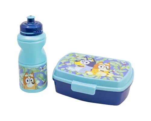 Stor Trinkflasche Bluey Set mit 380 ml Wasserflasche und Brotdose Lunchbox-Set, 380 ml