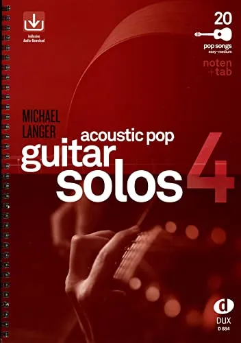 Acoustic Pop Guitar Solos 4: Noten & TAB - easy/medium - Gitarre Buch mit CD von Dux Edition, ideal für Einsteiger und Fortgeschrittene mit praktischem Download-Link.