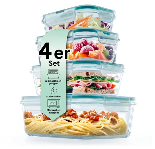 GOURMETmaxx Glas-Frischhaltedosen Klick-it 4er Set - vielseitig einsetzbar, ideal für Meal Prep und spülmaschinenfest, temperaturbeständig von -20 bis +330 °C