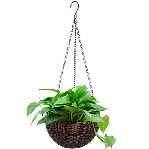 CUNQN Blumenampel Blumentopf Außen Hängen Pflanzampel mit Loch und Ketten Für Innen Außenbereich Pflanzen Blumen Kräuter