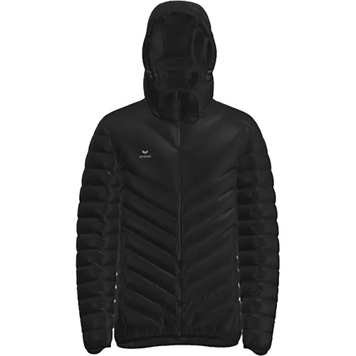 Erima CMPT Puffer Jacke Herren schwarz 3XL - Funktionsjacke für Herren, ideal für kalte Tage mit abnehmbarer Kapuze und Kordelzug für zusätzlichen Schutz und Stil.