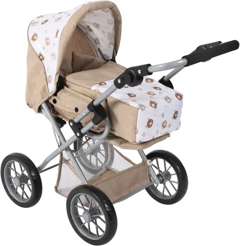 Bayer Chic 2000® 3in1 Kombi Puppenwagen Leni - Bärchen Beige - Puppenwagen mit 3 Spielmodi, höhenverstellbarem Griff (43-67 cm) und leichtem, faltbarem Design. Ideal für fantasievolles Spielen ab 3 Jahren.