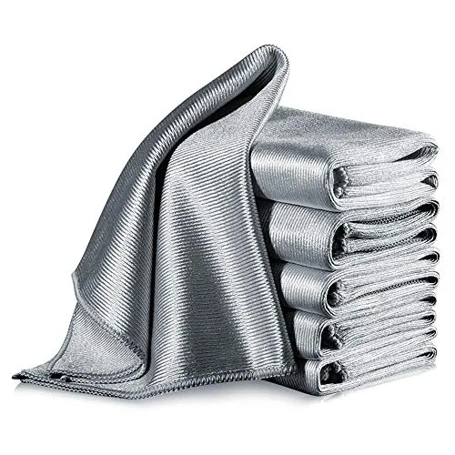 LELE LIFE 6-teilige Mikrofasertücher, Fenster Tücher, Fusselfreies, Streifenfreies Mikrofaser Reinigungstücher für Windows-Windschutzscheiben, Spiegel, Edelstahl, 40 x 40 cm, Grau