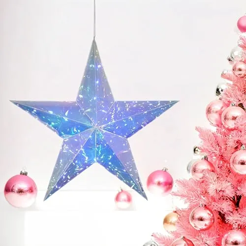 INtrenDU LED-Stern 51cm Fenster mit Batterie Weihnachten Deko Tür Weihnachtsstern innen amerikanisch