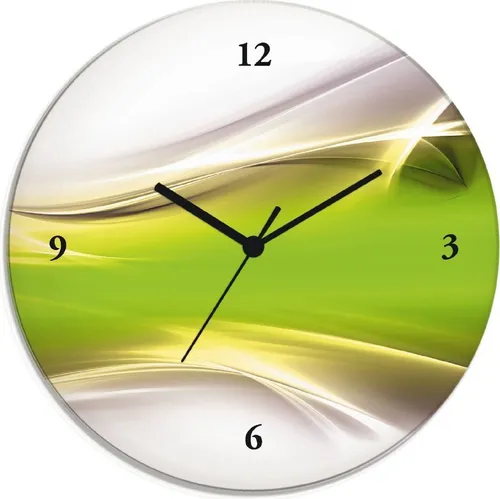 ARTLAND Wanddeko Lautlose Glas Wanduhr Ø 30 cm - Modernes Design - Elegante Wanduhr aus Glas im modernen Stil, ideal für Wohnzimmer, Büro oder Küche. Geräuschloses Uhrwerk sorgt für eine entspannte Atmosphäre. Perfekt für eine stilvolle Wanddekoration.