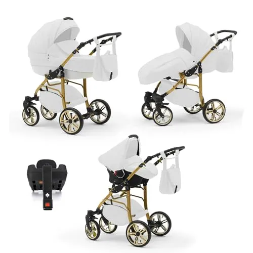 Kinderwagen-Set 5 in 1 Neo Gold inkl. Sportsitz, Autositz und Iso Base - 17 Teile - in 22 Farben