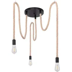 Pendel Lampe ULLEU - Hanfseil & Glas für Esszimmer - Stilvolle Pendelleuchte ULLEU (Ø 30cm) mit drei Hanfseilen, individuell gestaltbar durch wählbare E27-Leuchtmittel. Ideal für eine gemütliche Atmosphäre im Esszimmer.