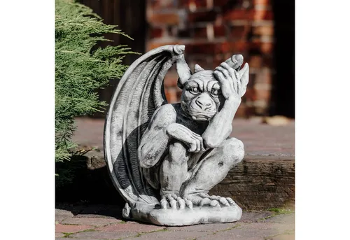 gartendekoparadies.de Gartenfigur Gargoyle Statue der Nachdenklich, Steinfigur, H. 43 cm, 23 kg, Frostsicher