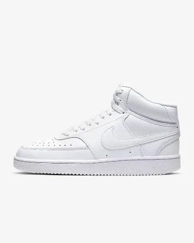 Nike WMNS Court Vision Mid Damen Sneaker - Weiss im Retro-Basketball-Style - Sneaker im 80er Jahre Retro-Design, kombiniert Leder und Kunstleder für Stil und Strapazierfähigkeit. Ideal für modebewusste Frauen, die klassischen Basketball-Style schätzen.