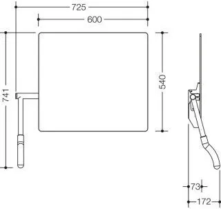 HEWI Kippspiegel „Serie 802 LifeSystem“ 72,5 × 74,1 cm von HEWI