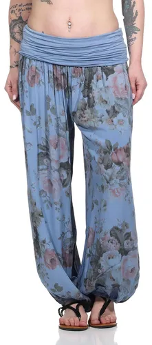 Haremshose Damen leichte BOHO Sommerhose mit weitem Bein Gr. 36 bis 48 Yoga-Hose