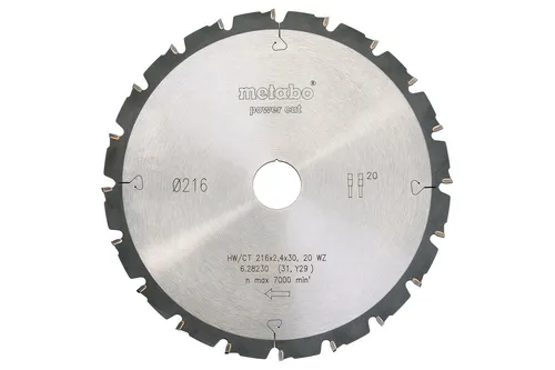 Metabo Kreissägeblatt HW/CT 216x30, 20 WZ 5° neg. 628230000 #OB