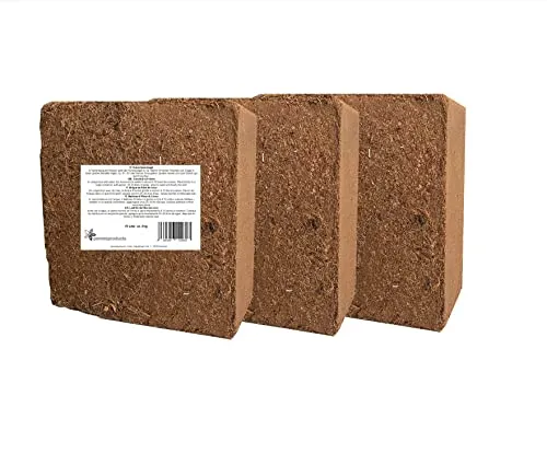 Kokosfaserziegel 3X 70 Liter, gesamt: 210 Liter, ca. 5kg je Ziegel (EUR 0,20 je Liter/EUR 14,00 je Ziegel), Humusziegel, Kokosziegel, torffreie Anzuchterde, Kokosquellerde aus gepresster Kokosfaser