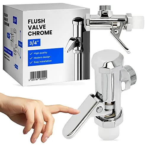 Spülventil für Toilettenspülung - Verchromt 3/4'' Druckspüler - Spülkästen - Elegantes Design mit robuster Messingkonstruktion für hohe Widerstandsfähigkeit und einfache Installation.