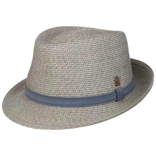 Mayser Zechbauer Trilby Hut Hanf Leinen UV-Schutz Ledergarnitur Made in EU Herren Sommer hellblau 61 cm