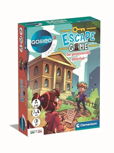 Clementoni Galileo Escape Game - Die geheimnisvolle Bibliothek - Escape Spiel für Kinder ab 8 Jahren - Gesellschaftsspiel & Familienspiel 59370