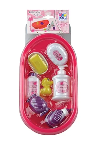 Happy People 50375 - Baby Puppen Badewann mit Zubehör für Puppen Kinderspielzeug Babdezubehör