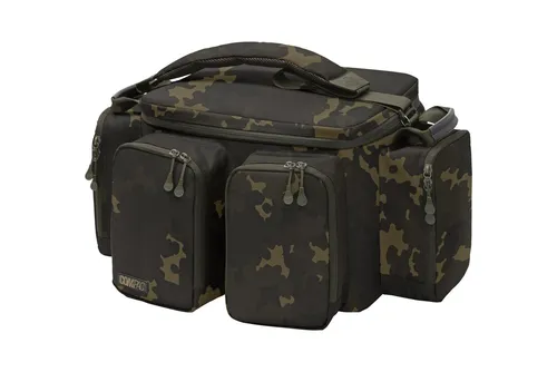 Korda Compac Reisetasche - M - Dunkel Kamo - Robuste Angeltasche für Karpfenfischer, wasserabweisend mit 28 Litern Volumen, ideal auch als Biwak-Tisch nutzbar, inklusive abnehmbarem Schultergurt und fünf Außentaschen.