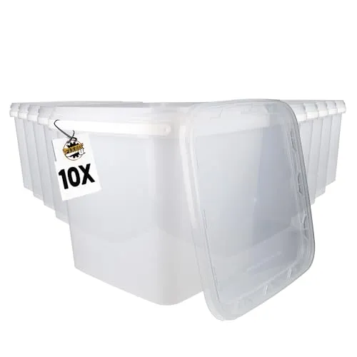 FixedByU 10 Eimer mit Deckel 9l Transparent Eckig - Praktische 10er-Set Eimer aus lebensmittelechtem Kunststoff, ideal für die Aufbewahrung von Lebensmitteln und Chemikalien. Luftdicht, stabil und mit praktischem Griff für einfachen Transport.