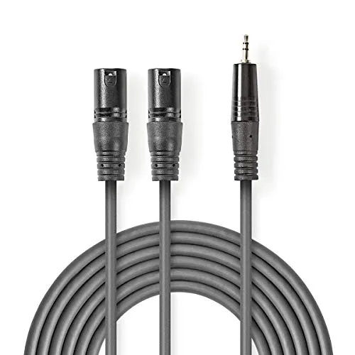 Nedis XLR Audiokabel, 2X XLR 3-Pin Stecker - 3,5mm Stecker, dunkelgrau, 1,5m