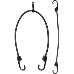 Spanngummi 600 mm mit 2 Kunststoffhaken, 2x feste Haken, schwarz - Silber