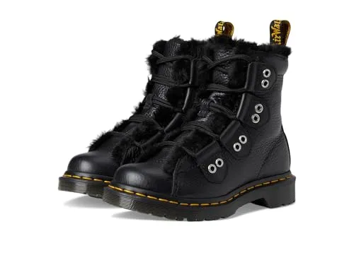 Dr. Martens Damen 1460 Lace To Toe Fur Lined Nappa Leather Up Boots, Schwarz, 39 EU - Wanderschuhe mit weichem Kunstfell gefüttert und robuster Commando-Sohle für optimalen Komfort und Halt bei jedem Schritt.