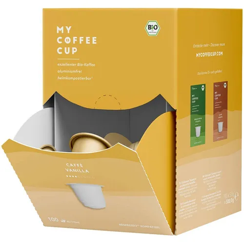 MY COFFEE CUP VANILLA Bio-Kaffeekapseln, Arabica- und Robustabohnen 100...