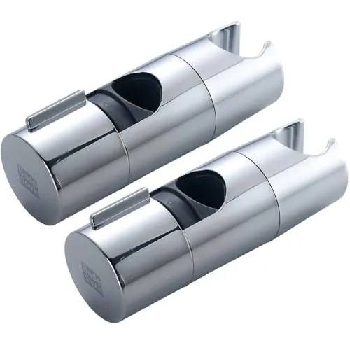 BadeStern Duschkopfhalter: 2er-Set Handbrause-Halterungen für Duschstangen mit Ø 19-25 mm, silber (Duschkopfhalterungen verstellbar, Duschkopfhalter ohne Bohren, Toilette)