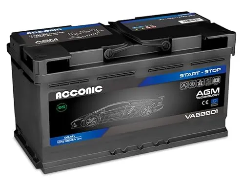 ACCONIC VA59501 START-STOP AGM 95Ah Autobatterie 595901085 12V 850A EN Maße:353×175×190mm Starterbatterie, wartungsfrei, versiegelt, vibrationsfest, leistungsstark, ideal für PKW, SUV, Nutzfahrzeuge