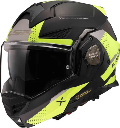 LS2 Klapphelm ADVANT X Oblivion Matt Black H-V Yellow, L