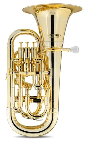 Classic Cantabile MardiBrass Kunststoff Bb-Euphonium - 4 Aluminium-Ventile - nur 2,2 kg leicht - inkl. Mundstück und Gigbag - gold