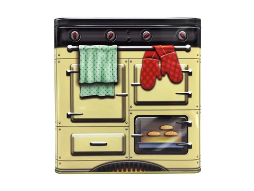 MediMuc Keksdose Keksdose Backofen Beige, Keksdose, Plätzchendose, Motivdose, gepägte Dose