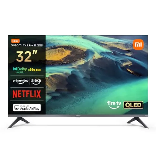 Xiaomi TV F Pro 32, 32 Zoll (81 cm), QLED, Smart TV, Fire OS7, Triple Tuner DVB-C/S/S2/T/T2,Dolby Audio™, DTS Virtual:X, DTS-HD, Sprachsteuerung mit Alexa, Kompatibel mit Apple AirPlay