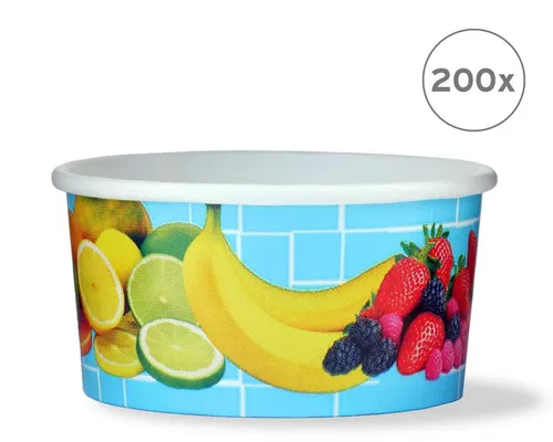 OCTOPUS Eisbecher 200x 160ml, Pappbecher für Desserts - 200 hochwertige Eis-Pappbecher mit 160ml Volumen, ideal für kalte und heiße Getränke. Besonders stabil und 100% recyclebar – perfekt für Partys und Eisdielen!