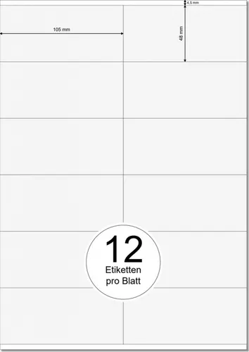 PRINTATION Papier-Etiketten (B105xH48mm) 25xA4 à 12 Eti. 1367669-NP