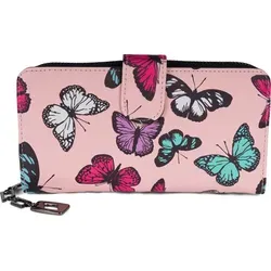 styleBREAKER Damen Geldbörse mit buntem Schmetterling Muster, Vintage Design, Reißverschluss, Portemonnaie 02040156 - Rosa