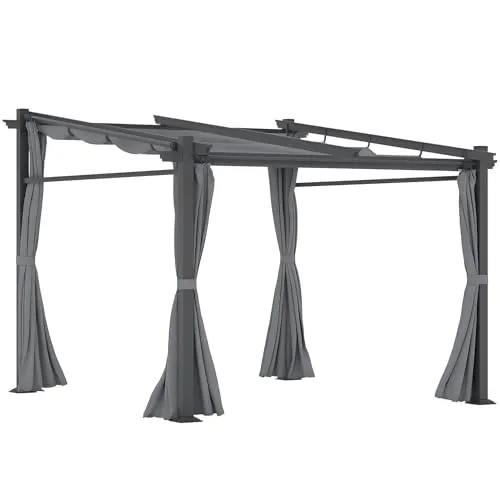 Outsunny Terrassendach Pergola 3x3m - Elegante Gartenüberdachung mit verstellbarem Dach, schützt vor Sonne und Regen. Robuste Aluminiumkonstruktion für Stabilität und Stil in Ihrem Außenbereich.