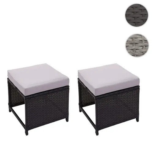 Mendler 2er-Set Poly-Rattan Hocker HWC-G16 von Mendler