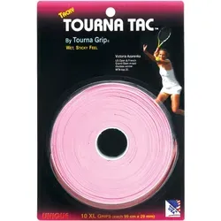 Tourna Overgrip Tac XL 0.55mm pink - 10er Rolle - Tennis-Zubehör mit hoher Klebrigkeit und Griffigkeit, ideal für SpielerInnen mit geringer Schwitzneigung. Ausgezeichnet mit 