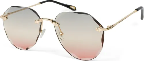 styleBREAKER Damen Piloten Sonnenbrille Rahmenlos mit getönten Gläsern im Diamant Schliff, Geprägte Bügel, Vieleckige Gläser 09020106
