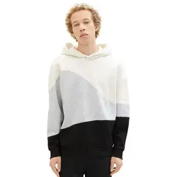 TOM TAILOR Denim Herren Relaxed Fit Colorblock Hoodie, Wool White, XL - Kapuzenpullover für Herren im Relaxed Fit mit stylischem Colorblock-Design aus weichem Sweatstoff – perfekt für die Übergangszeit!