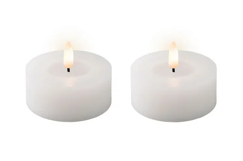 Lumineo LED-Kerze, LED Teelichter 7x6cm mit Timer Wachs 2 Stück Weiß / Warmweiß